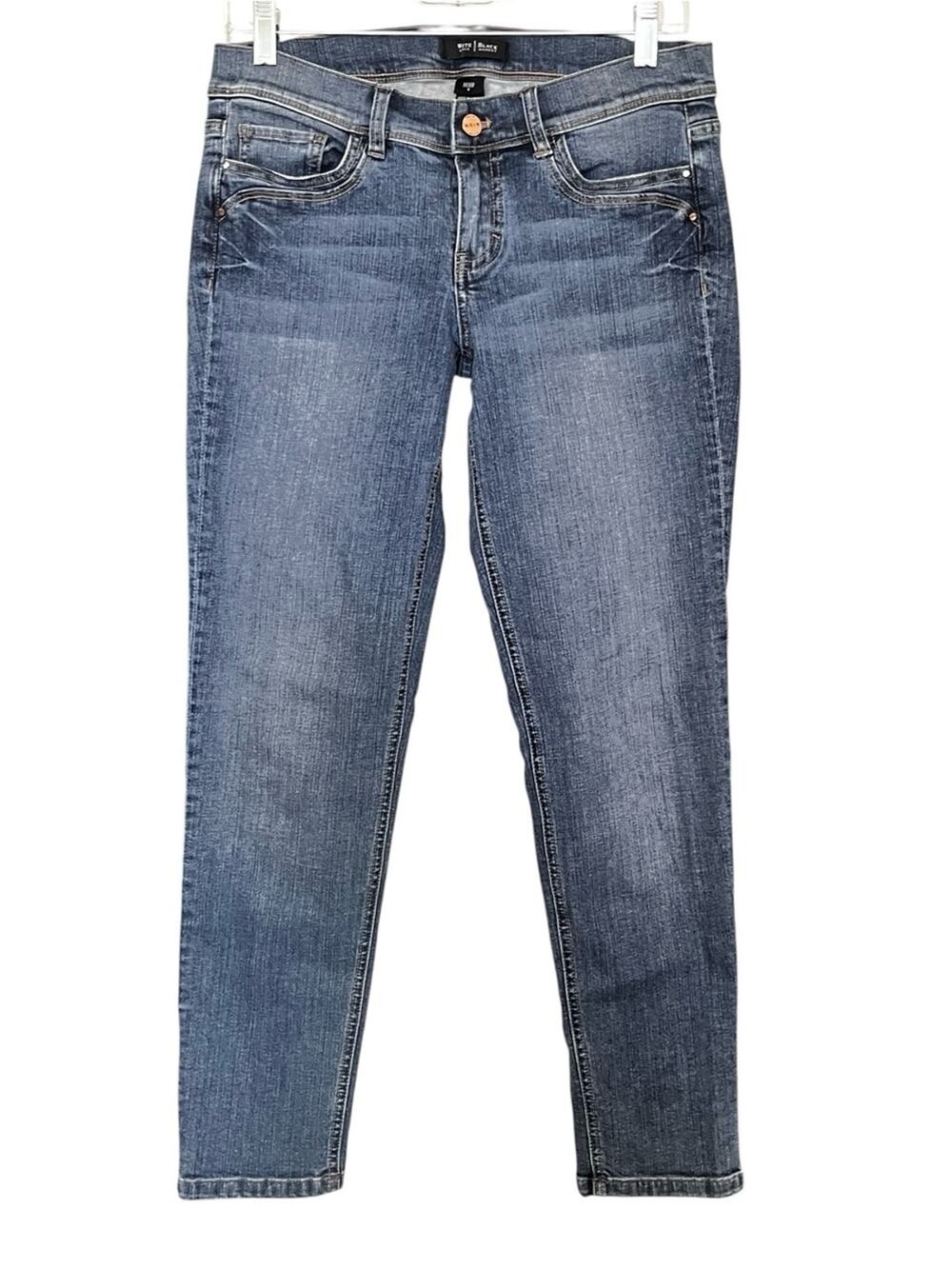 WHBM Noir slim ankle jeans stretch jeweled pockets size 4